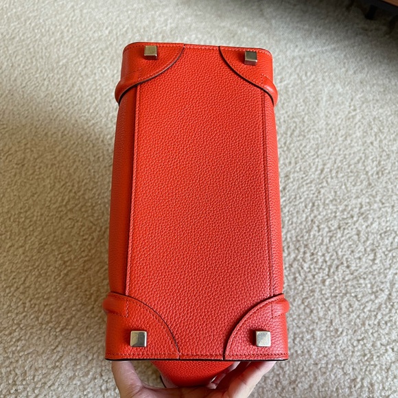 Celine Drummed Calfskin Micro Luggage Vermillion - Picture 4 of 13